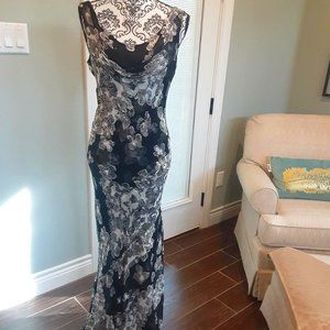 E C New York Mermaid sweep fishtail beaded dress